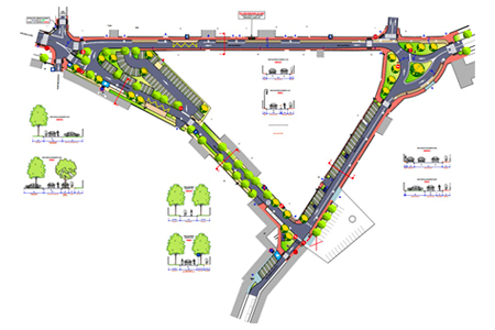 Plan d'un projet d'aménagements urbains et paysagers