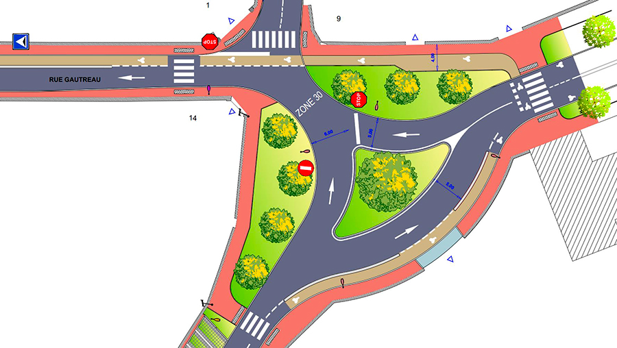 Plan de l'aménagement urbain du triangle d'or à Dourdan