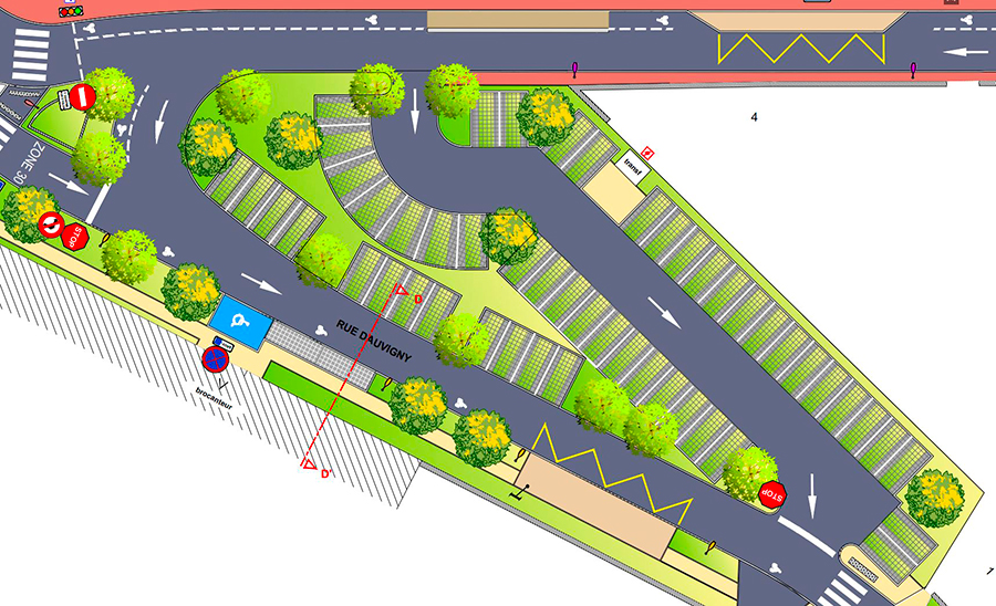 Plan de l'aménagement urbain du triangle d'or à Dourdan